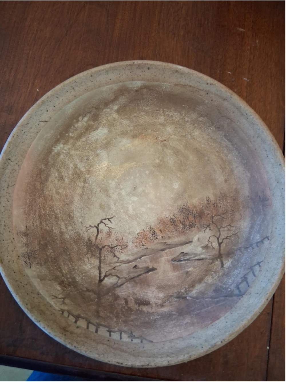 Hand Painted vintage pottery plate wall hanging french 9 inch